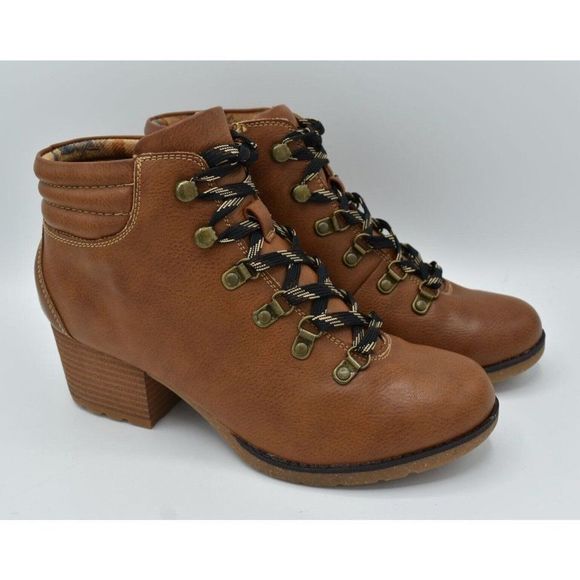 BOC Born Concept Womens Size 7.5 Alder Brown Block Heel Lace Up Booties Boots